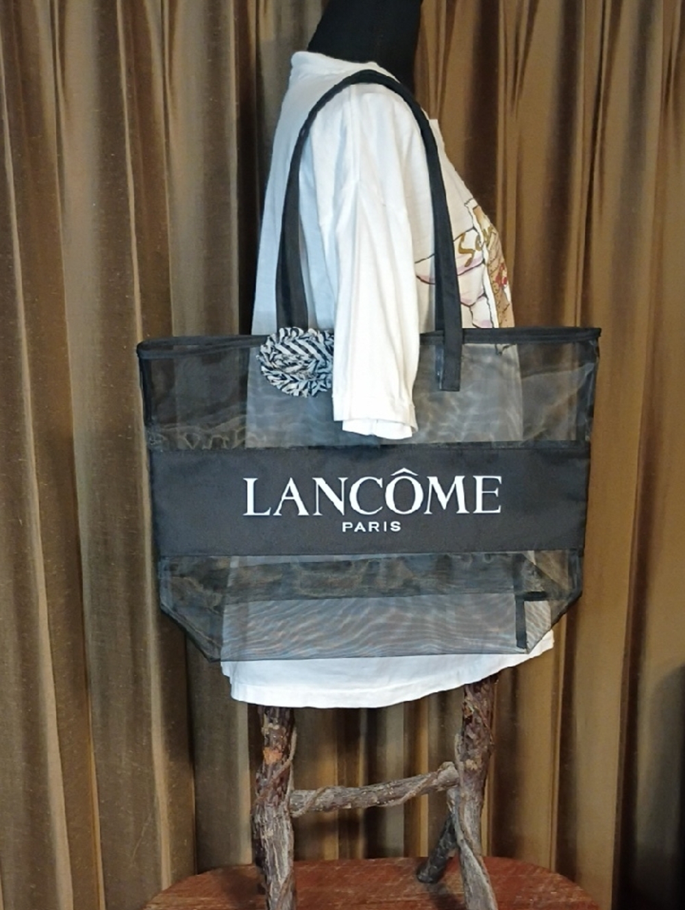 Lancôme Paris Black Mesh Tote Bag Like New